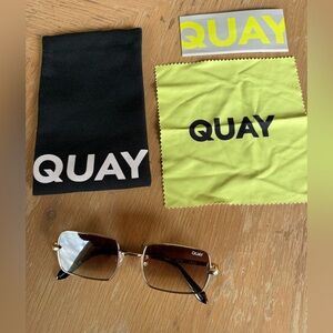Quay Australia gold framed sunglasses new with case and cover